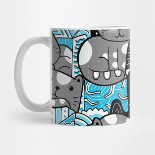 Abstract Grey Cat Pattern Mug